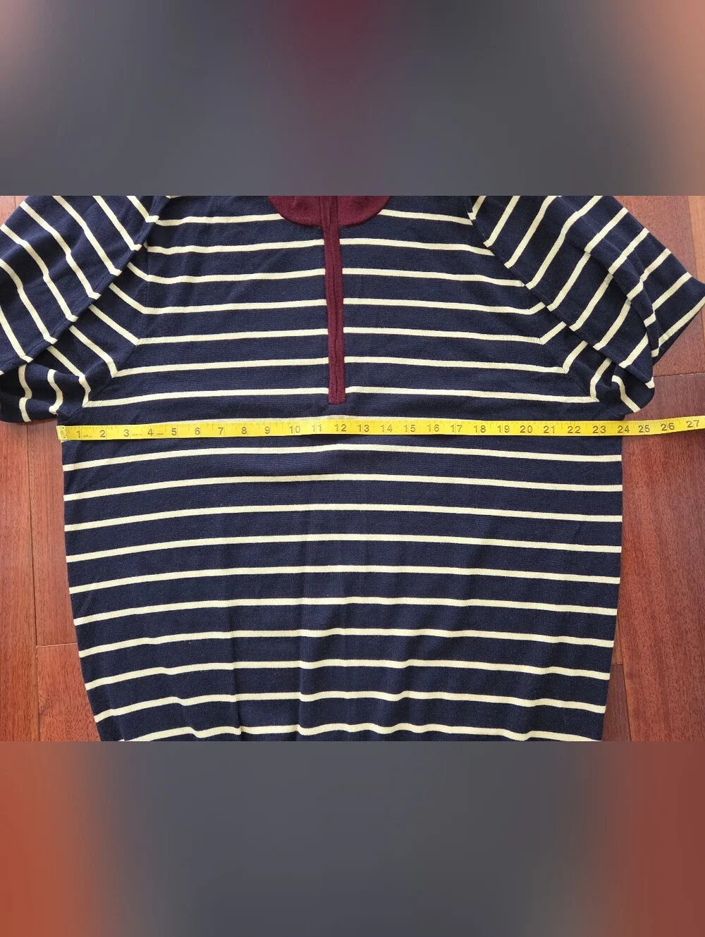 Brooks Brothers Mens Wool Half-Zip SweateR -NAVY/YELLOW STRIPES -XL